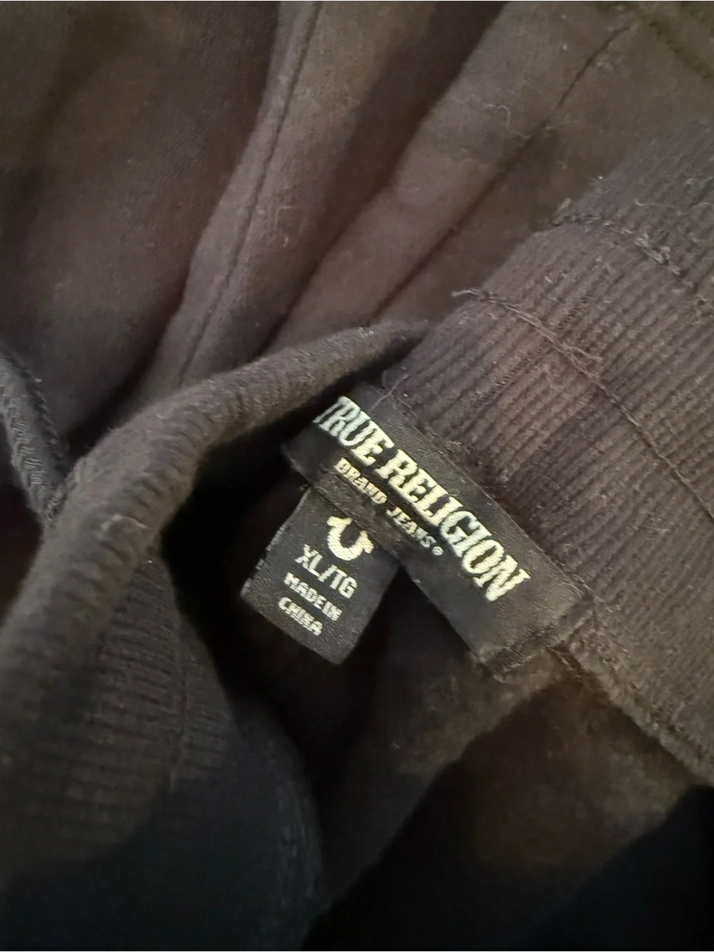 True Religion Men’s XL Black Sweatpants with White Logo